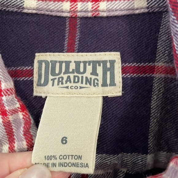 Duluth Trading Company Girls Size 6 Flannel Button Down - Picture 2 of 3